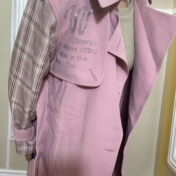 Trench coat,pink trench coat, designer trench coat - Picture 2 of 14